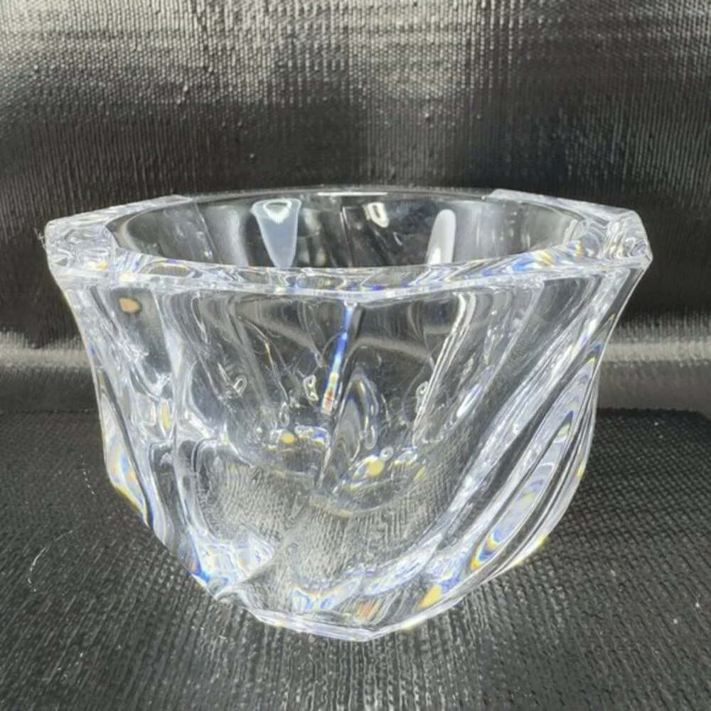 Orrefors Sweden Clear Heavy Glass Crystal Thick Bowl Dish Container Signed Glass